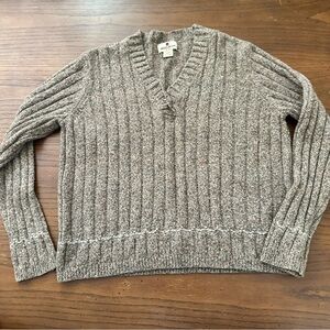 Woolwrich‎ women’s hickory heather v-neck sweater L